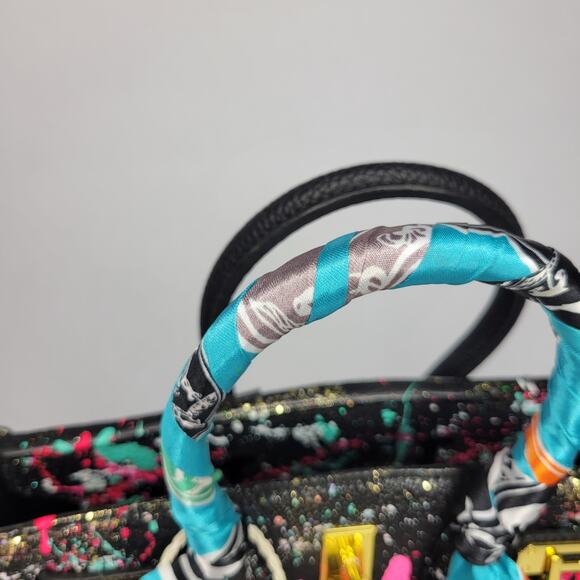 NEW Anca Barbu Green Lips Tote Electric Handbag Purse Handpainted - Picture 6 of 13